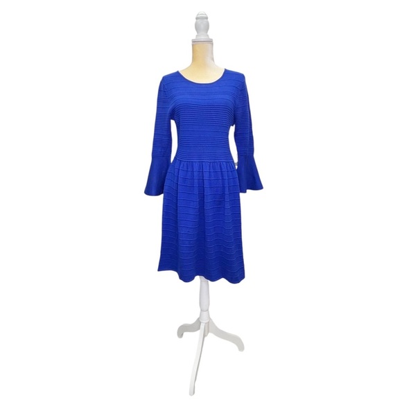 Vince Camuto Sweater Dress Size Large Cobalt Blue 3/4 Length Bell Sleeve New NWT - Picture 5 of 8